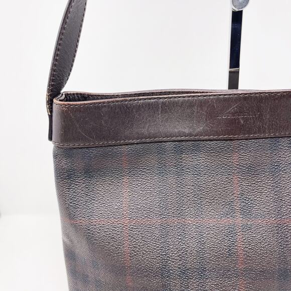 Burberry Nova Check Leather Shoulder Bag Leather Trim Brown Gold Tone Hardware - Picture 4 of 15